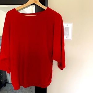 Red off shoulder sweater